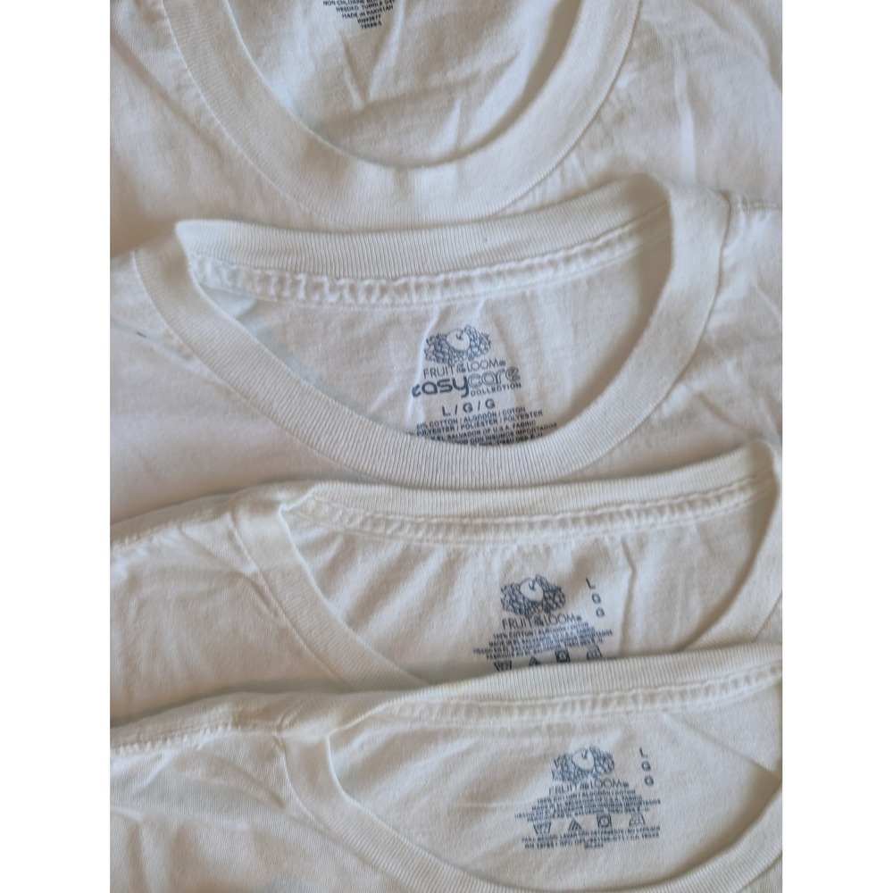 Lot of 7 Mens White T-Shirts Fruit of the Loom Stafford Large Crew Neck Tee - Picture 3 of 7